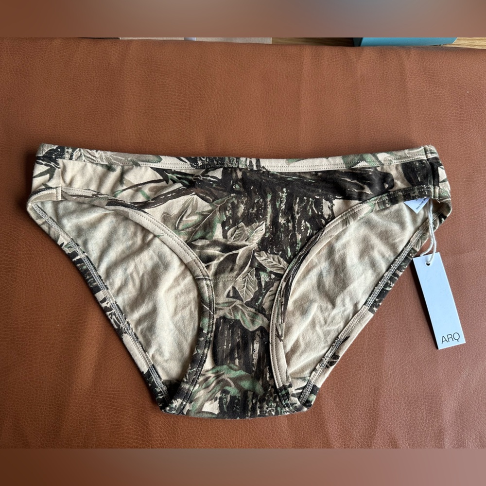 ARQ Beige and Green Camouflage Bikini Panty